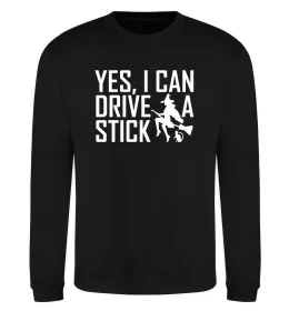 Світшот yes i can drive a stick Чорний фото