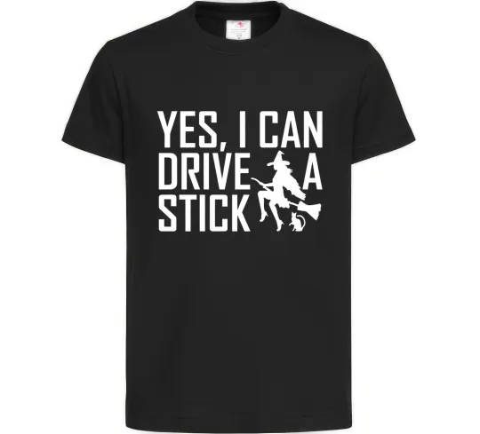 Детская футболка yes i can drive a stick Черный фото