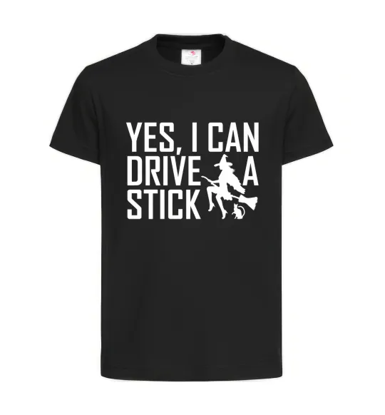 Детская футболка yes i can drive a stick Черный фото