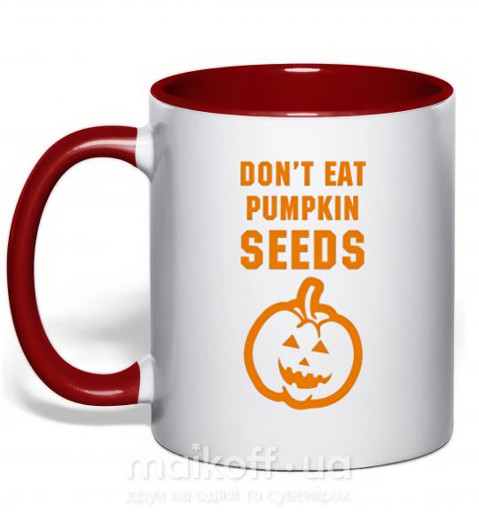 Чашка с цветной ручкой dont eat pumpkin seeds Красный фото