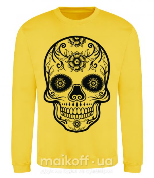 Світшот mexican skull Сонячно жовтий фото