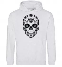 Мужская толстовка (худи) mexican skull Серый меланж фото