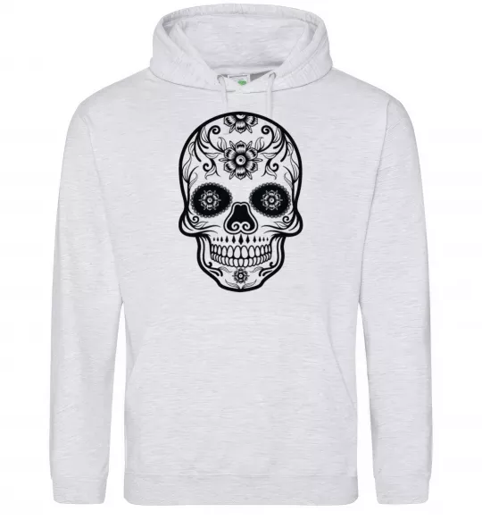 Женская толстовка (худи) mexican skull Серый меланж фото