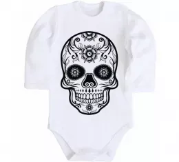 Детский боди mexican skull Белый фото