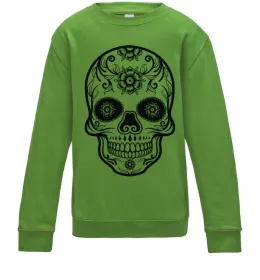 Детский Свитшот mexican skull Лаймовый фото