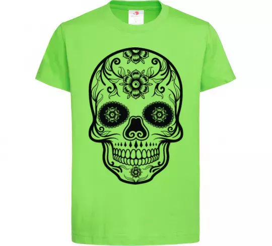 Дитяча футболка mexican skull Лаймовий фото