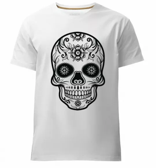 Мужская премиум футболка mexican skull Белый фото