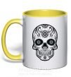 Чашка з кольоровою ручкою mexican skull Сонячно жовтий фото