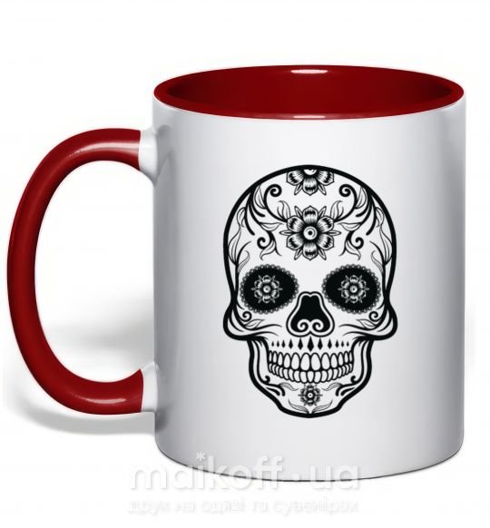 Чашка з кольоровою ручкою mexican skull Червоний фото