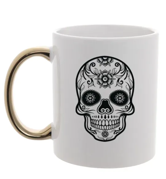 Чашка с цветной ручкой mexican skull Золото фото