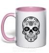 Чашка з кольоровою ручкою mexican skull Ніжно рожевий фото
