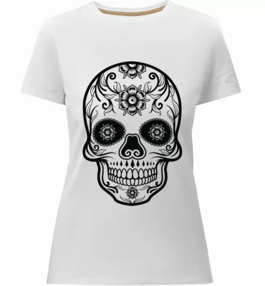 Жіноча преміум футболка mexican skull Білий фото