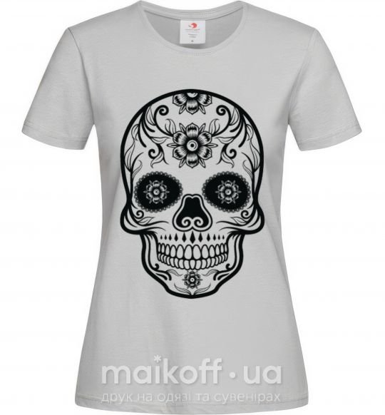 Женская футболка mexican skull Серый фото