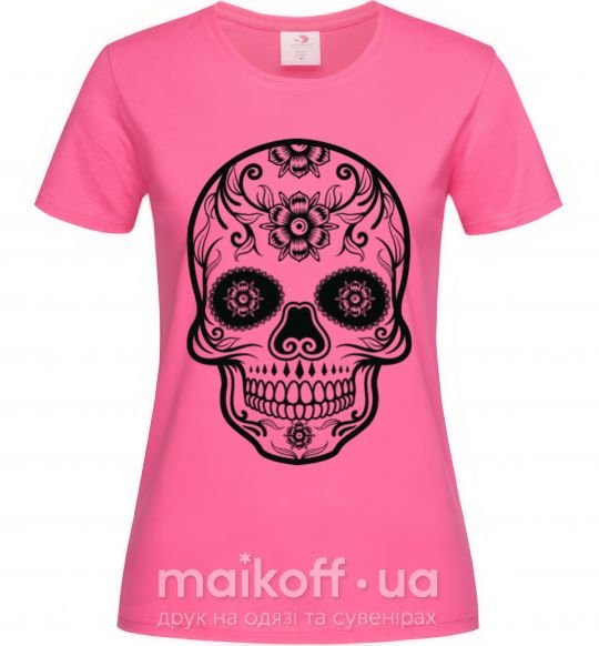 Женская футболка mexican skull Ярко-розовый фото