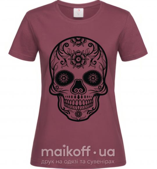 Жіноча футболка mexican skull Бордовий фото