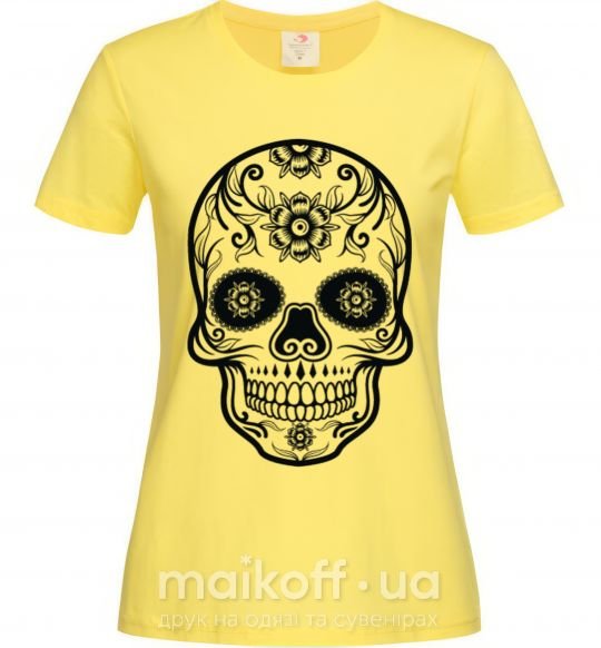 Женская футболка mexican skull Лимонный фото