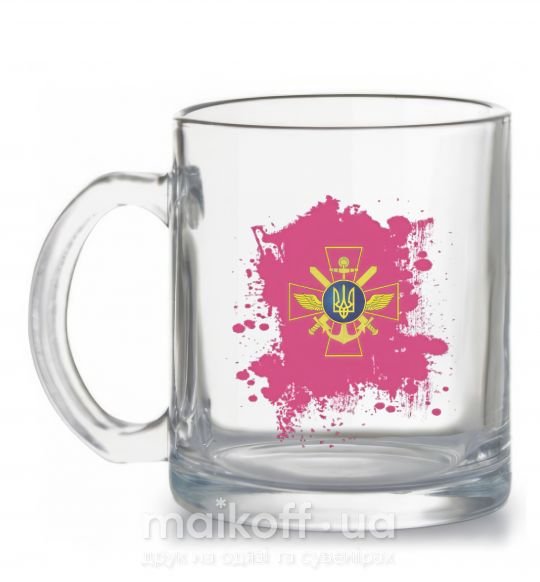 Чашка стеклянная Збройні сили України PINK Прозрачный фото