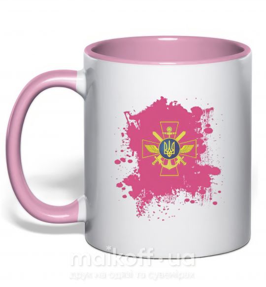Чашка з кольоровою ручкою Збройні сили України PINK Ніжно рожевий фото