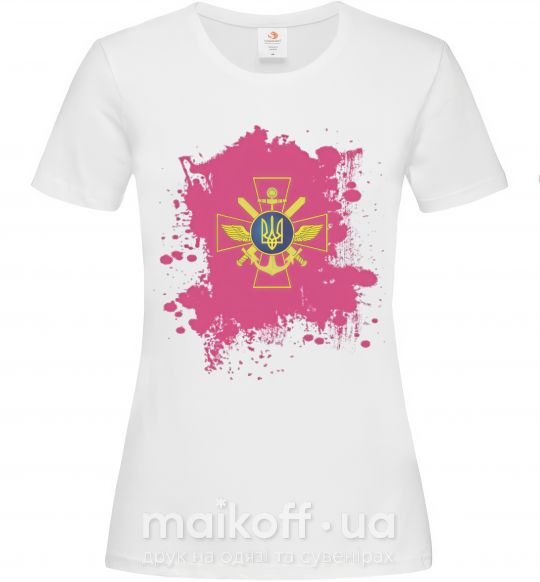 Жіноча футболка Збройні сили України PINK Білий фото