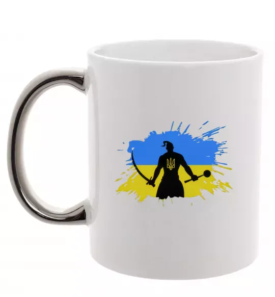 Чашка с цветной ручкой Козак Серебро фото