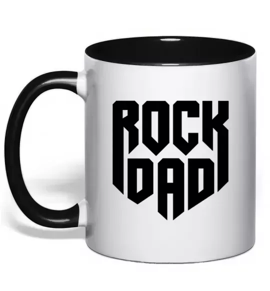 Чашка с цветной ручкой Rock dad Черный фото