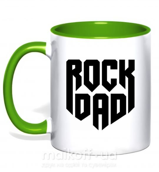 Чашка з кольоровою ручкою Rock dad Зелений фото
