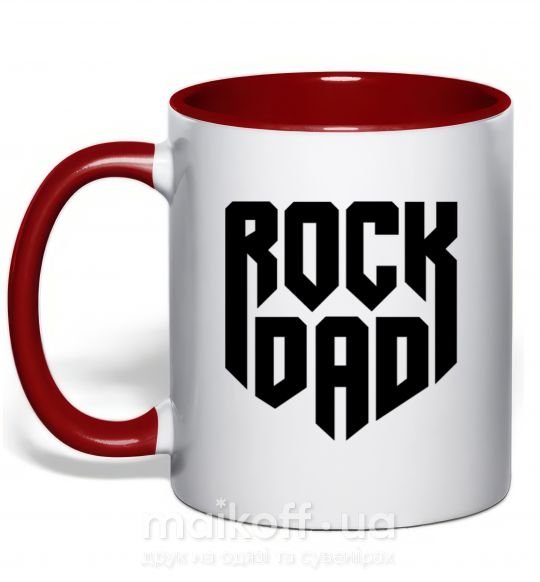 Чашка с цветной ручкой Rock dad Красный фото