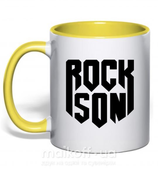 Чашка з кольоровою ручкою Rock son Сонячно жовтий фото