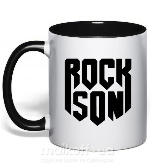 Чашка з кольоровою ручкою Rock son Чорний фото