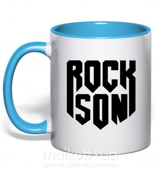 Чашка з кольоровою ручкою Rock son Блакитний фото