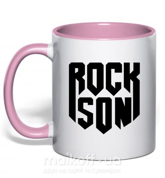 Чашка з кольоровою ручкою Rock son Ніжно рожевий фото