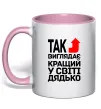 Чашка з кольоровою ручкою Так виглядає кращий к світі дядько Ніжно рожевий фото
