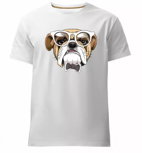 Мужская премиум футболка EYEGLASSES BULLDOG Белый фото