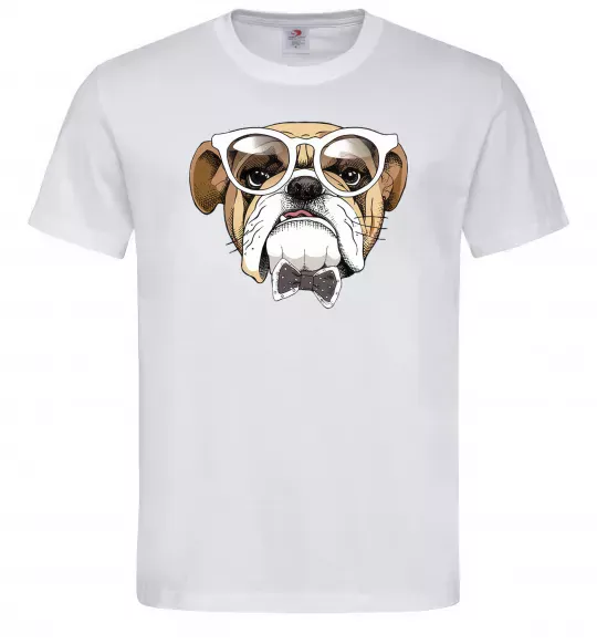 Мужская футболка EYEGLASSES BULLDOG Белый фото