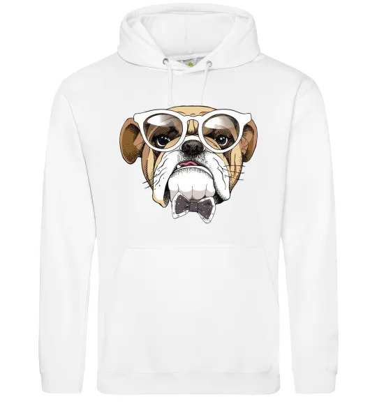 Чоловіча толстовка (худі) EYEGLASSES BULLDOG Білий фото