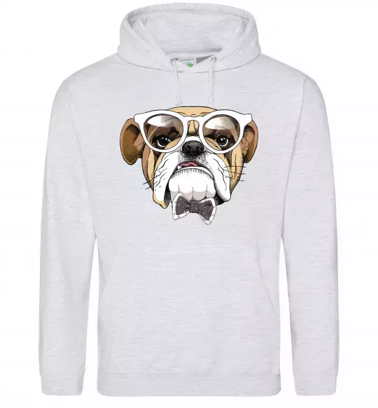 Чоловіча толстовка (худі) EYEGLASSES BULLDOG Сірий меланж фото