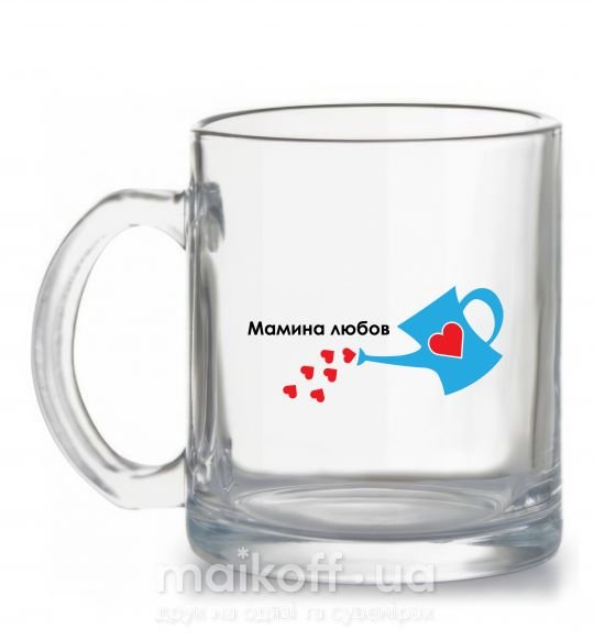 Чашка скляна Мамина любов Прозорий фото