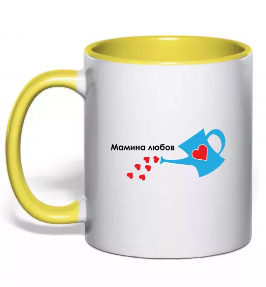 Чашка с цветной ручкой Мамина любов Солнечно желтый фото