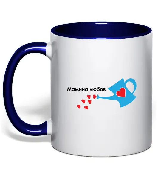 Чашка с цветной ручкой Мамина любов Глубокий темно-синий фото
