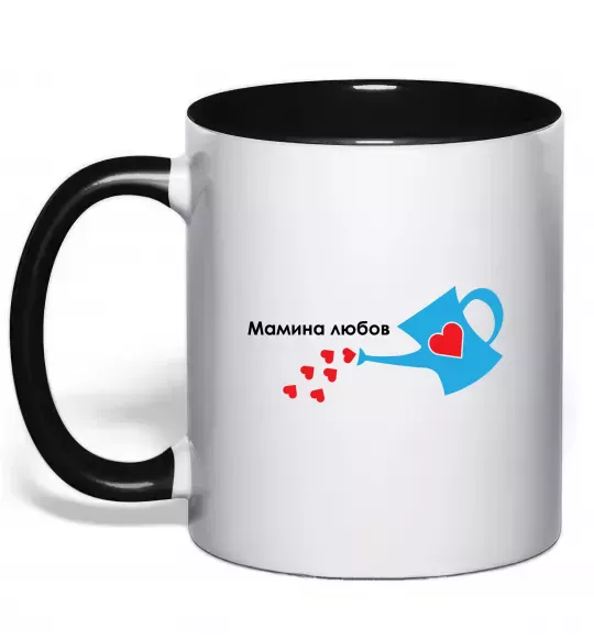 Чашка с цветной ручкой Мамина любов Черный фото
