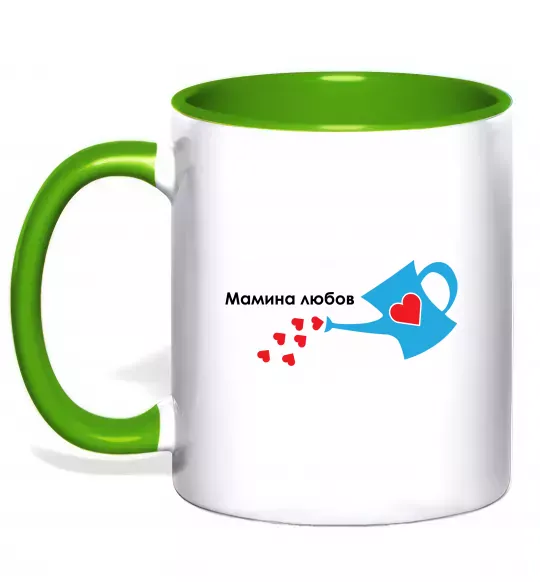 Чашка с цветной ручкой Мамина любов Зеленый фото