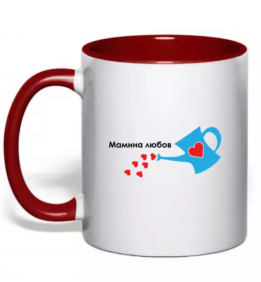 Чашка с цветной ручкой Мамина любов Красный фото