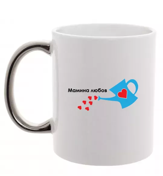 Чашка с цветной ручкой Мамина любов Серебро фото