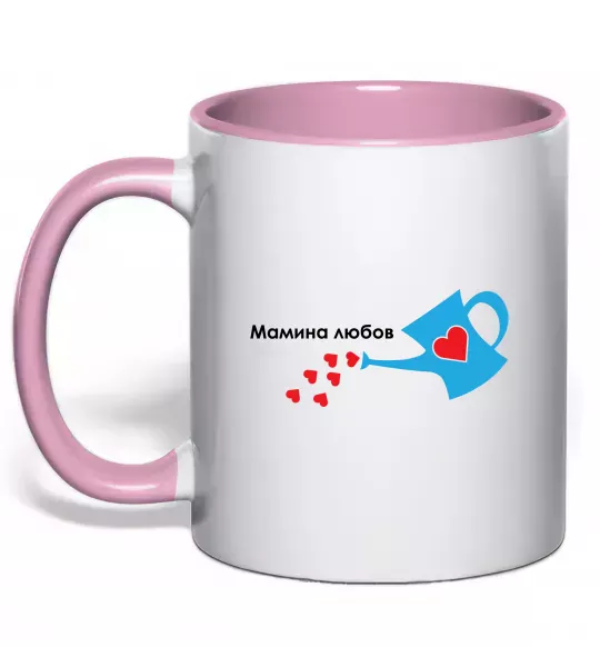 Чашка с цветной ручкой Мамина любов Нежно розовый фото
