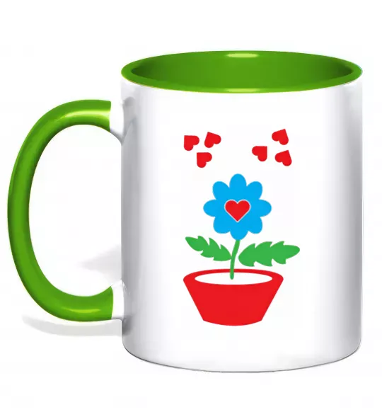 Чашка з кольоровою ручкою Любов Зелений фото