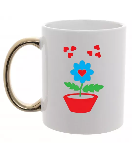 Чашка з кольоровою ручкою Любов Золото фото