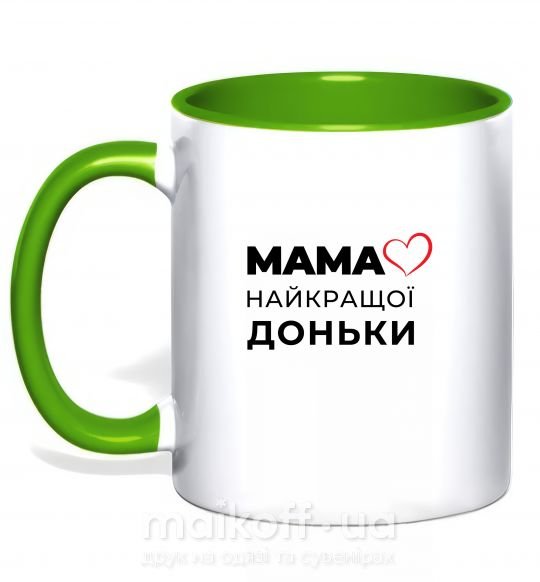 Чашка с цветной ручкой Мама найкращої доньки Зеленый фото