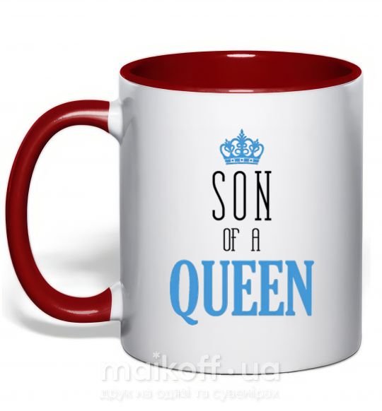 Чашка с цветной ручкой Son of a queen Красный фото