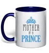 Чашка з кольоровою ручкою Mother of a prince Глибокий темно-синій фото