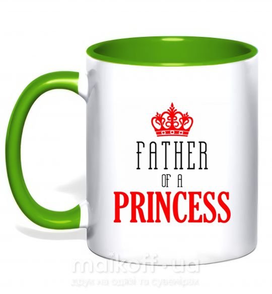 Чашка з кольоровою ручкою Father of a princess Зелений фото